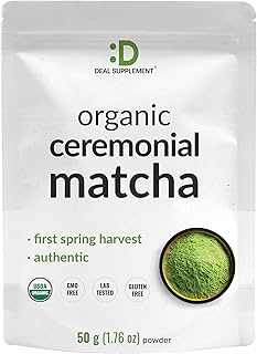 Organic Ceremonial Matcha Powder, 50g | Authentic Japanese First Spring Harvest | Stone-Ground Whole Leaf Green Tea | USDA Organic