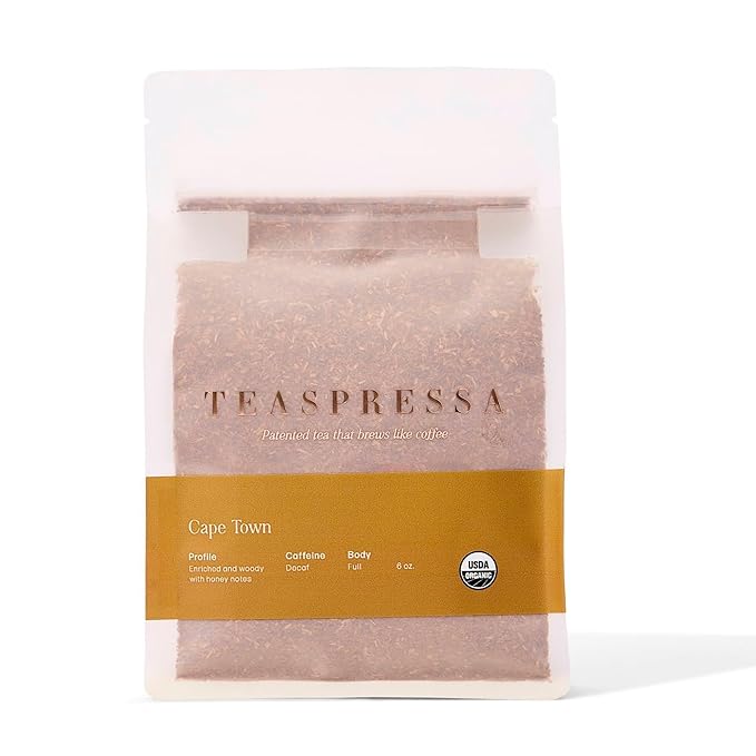 Teaspressa Organic Rooibos Cape Town Herbal Tea – Brews Like Espresso - Bold, Rich, Full-Bodied - Caffeine Free - Make Tea Lattes at Home - Vegan & Gluten-Free - Barista-Quality - Makes 30 Cups - Great Gift Idea