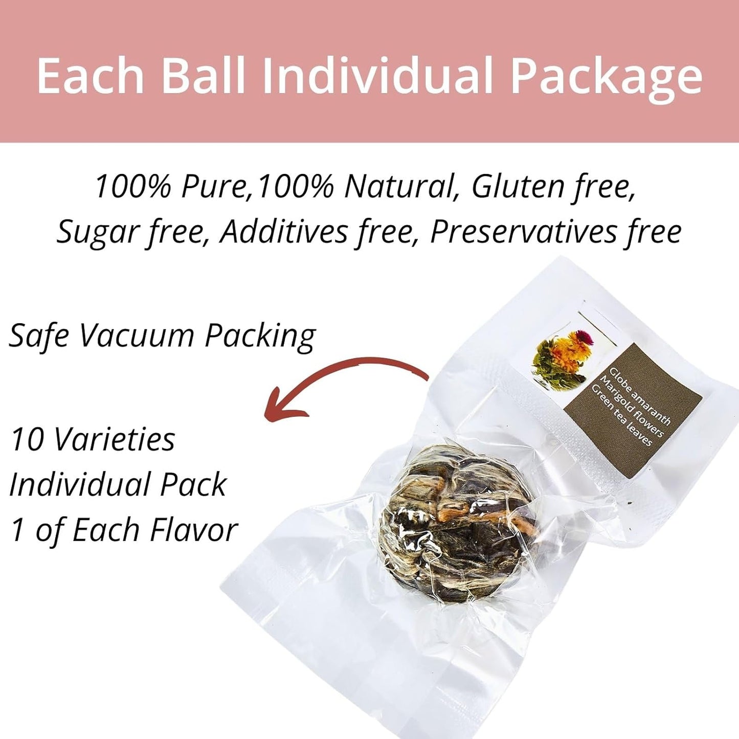Blooming Tea Flowers Gift Set, 10 Unique Varieties Flowering Tea Balls, Individual Packing Handmade Blooming Balls for Anniversary, Valentine, Birthday
