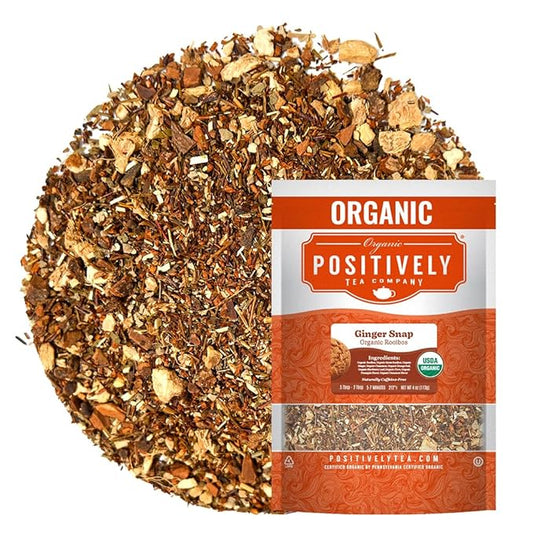 Organic Positively Tea Company, Ginger Snap Rooibos Tea, Loose Leaf, 4 Ounce