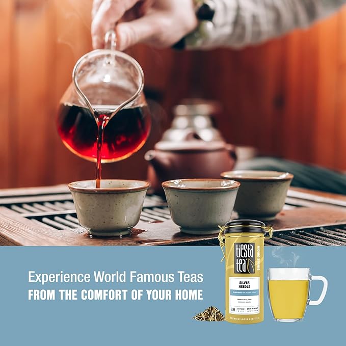 Tiesta Tea Silver Needle White Tea – Premium Loose Leaf, Single-Origin from China | Pure Unblended Low-Caffeine Tea | Hot or Cold Brew | 2.5oz Refillable Tin | Brews 50 Cups