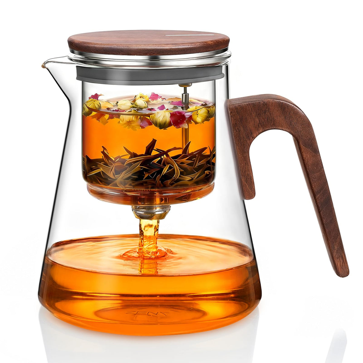 ZENS Magnetic Glass Infuser Teapot for Loose Leaf Tea, 27oz Magic Tea Pot