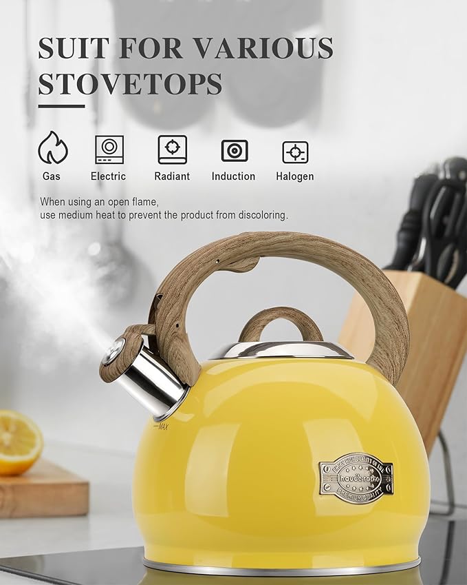 Tea Kettle for Stovetop, 2.7 Quart Loud Whistle Stovetop Teapots,Food Grade Stainless Steel Tea kettles for Stove Top with Anti-hot Ergonomic Handle