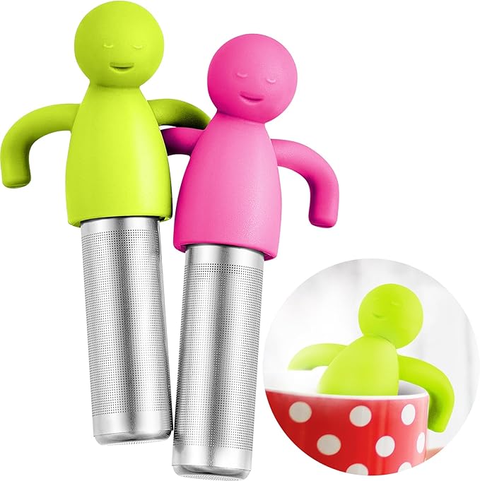2 Pieces Tea Infuser for Loose Tea Cute Fine Mesh Tea Strainer Stainless Steel Tea Filter Ball Tea D
