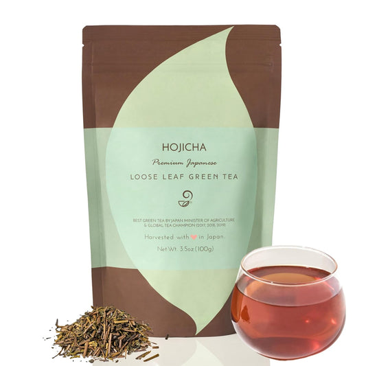 Japanese Green Tea Co. Premium Hojicha Roasted Japanese Green Tea Loose Leaf (3.5 oz/100g) – Organic Green Tea from Arahataen Farms – Naturally Sweet, Smooth &amp; Low Caffeine