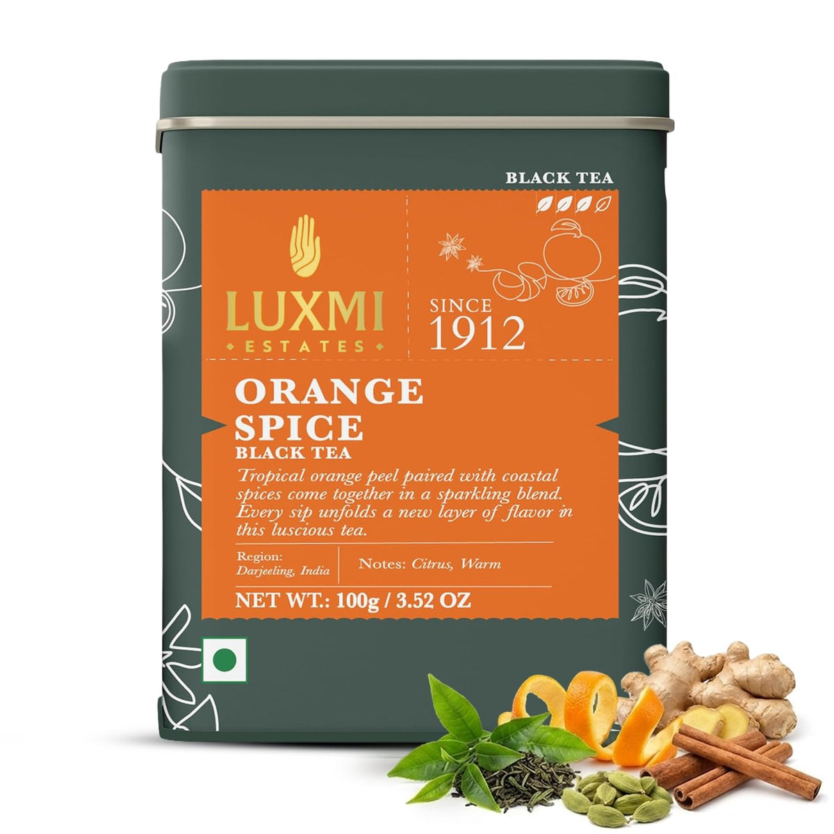 Luxmi Estates - Orange Spice - Black Darjeeling Tea - Loose Leaf - 100g (50 cups) | Special Edition Autumn Tea | Smooth