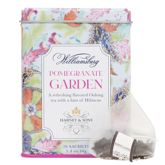 Harney & Sons Pomegranate Garden Tea 20 sachets, Flavored Oolong with hint of Hibiscus