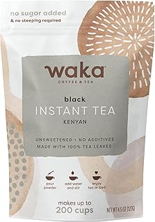 Waka Instant Black Tea Mix, Kenyan - 100% Tea Leaves, No Additives, Unsweetened Tea Powder for 50 Quarts or 200 Cups – Easy and Quick Hot or Iced Teas (4.5oz)