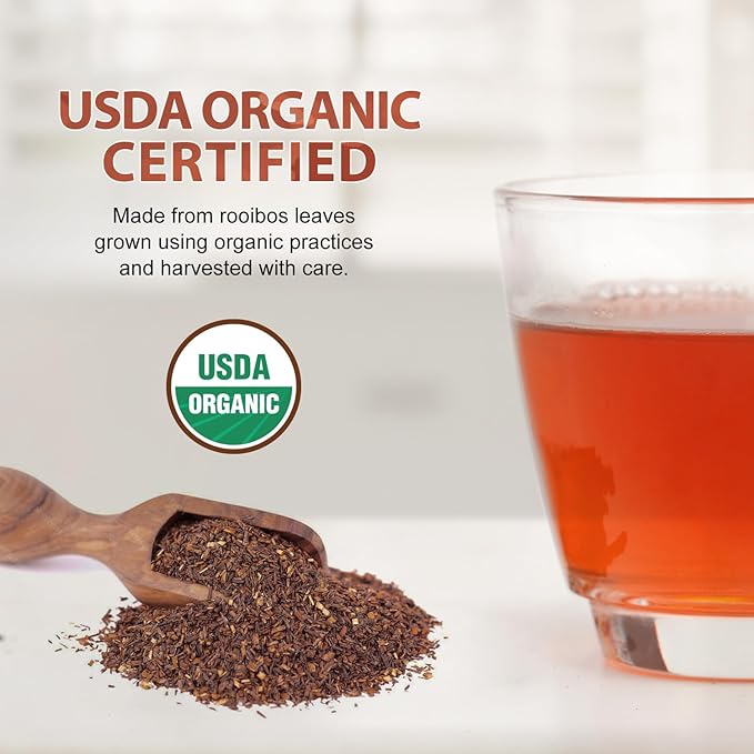 Soeos Organic Red Rooibos Loose Leaf Tea, 16 Ounce (1LB), Naturally Caffeine-Free Herbal Tea, USDA and Non-GMO Certified, Gluten Free, Keto Friendly
