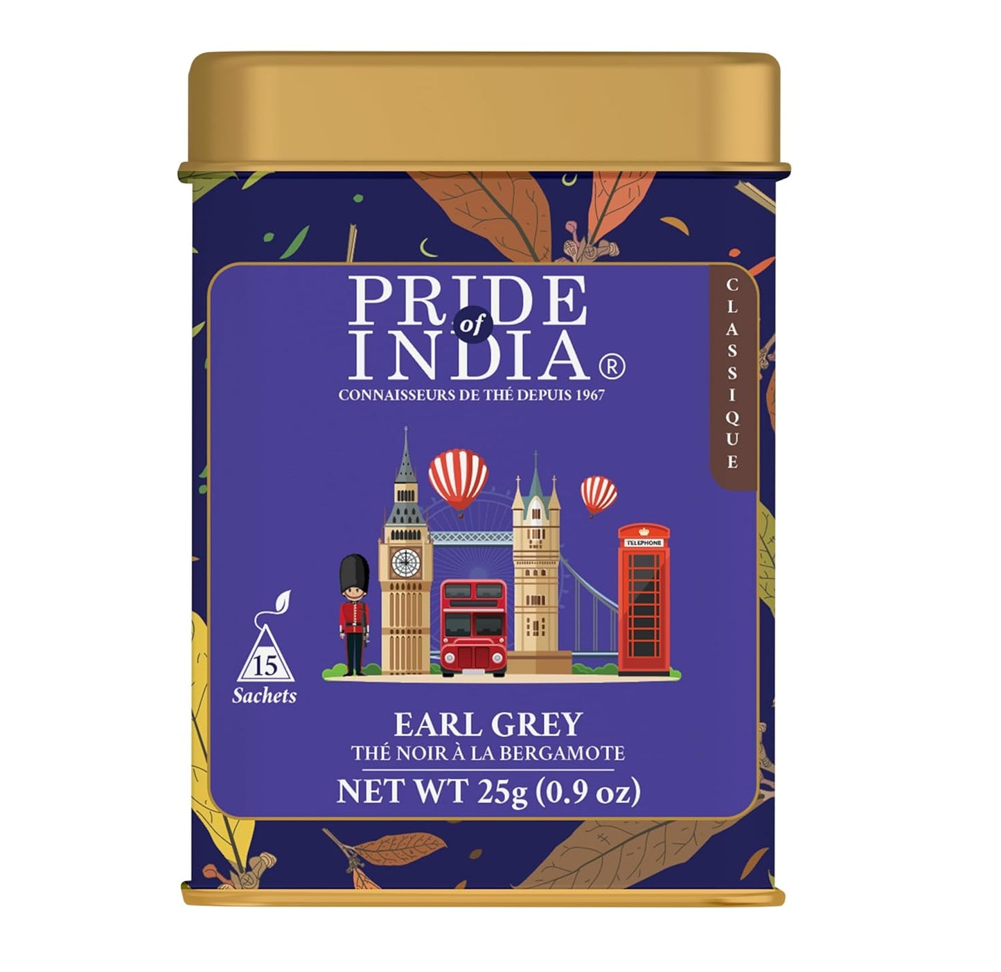 Pride of India | PACK of 2 - Earl Grey Bergamot Black Tea | 15 Pyramid Full Leaf Individually Wrapped Tea Bags | Full-Bodied, Citrusy Flavor | Single Estate Certified Tea | High Caffeine