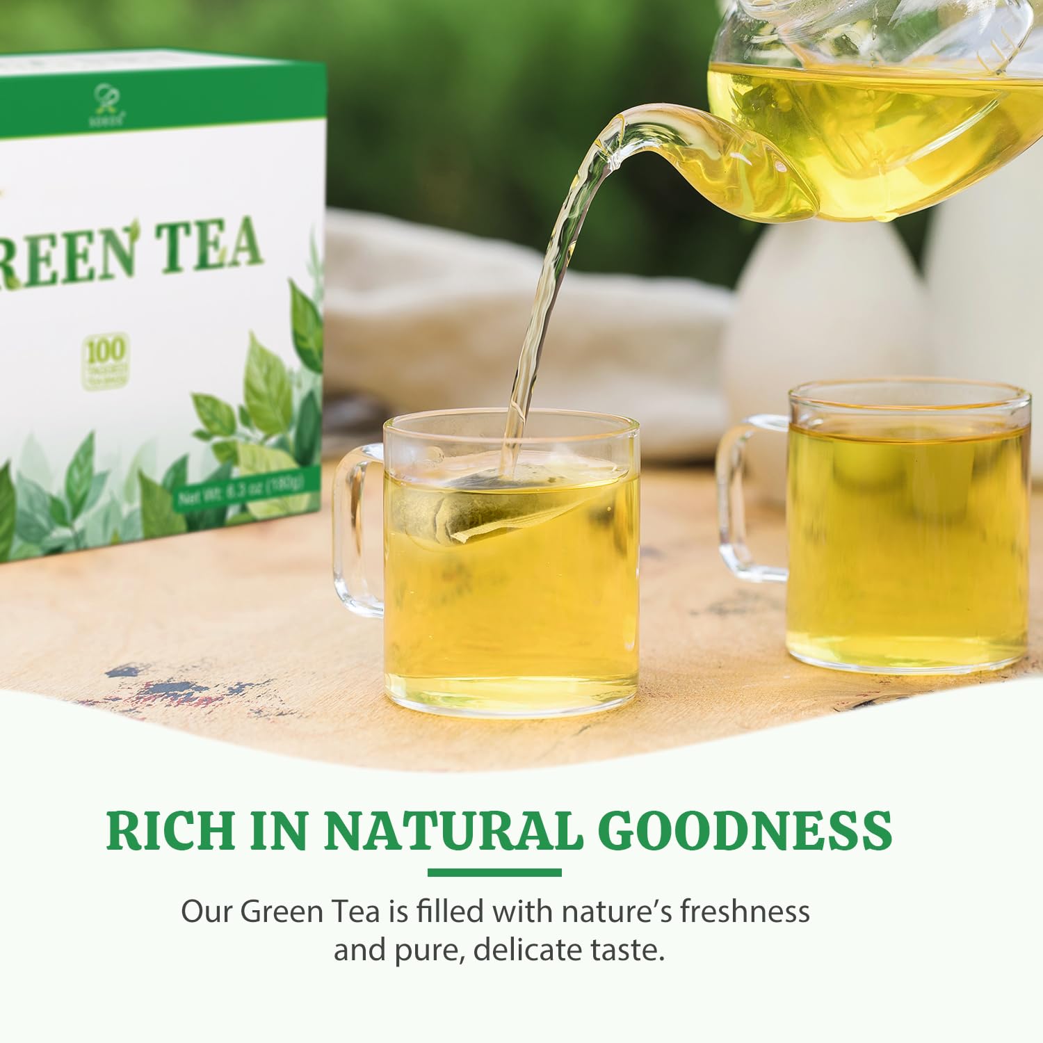 Soeos Green Tea, 6.3 oz (180g), 200 Tea Bags, Pack of 2, Refreshing and Fragrant, Sustainably Sourced, Ideal for Hot or Iced Tea, Long-Lasting Freshness
