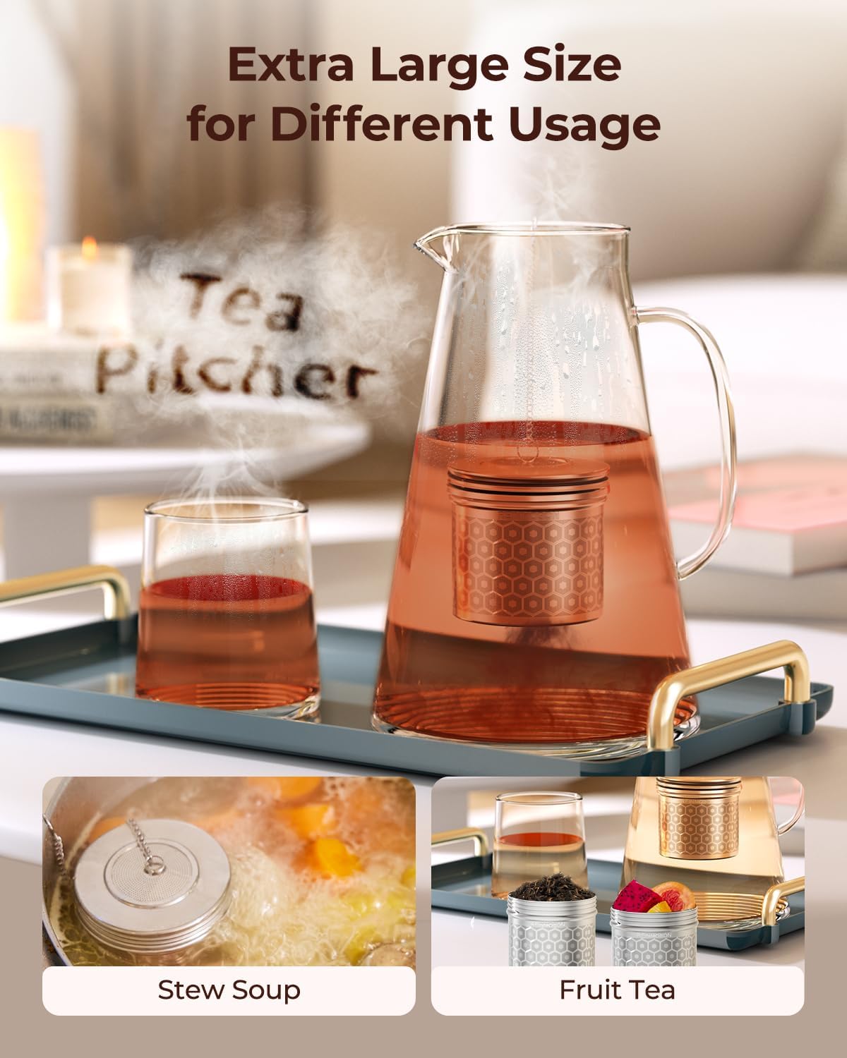 Reinmoson 2 Pack Extra Large Tea Infuser for Loose Leaf Tea &amp; Spice Ball