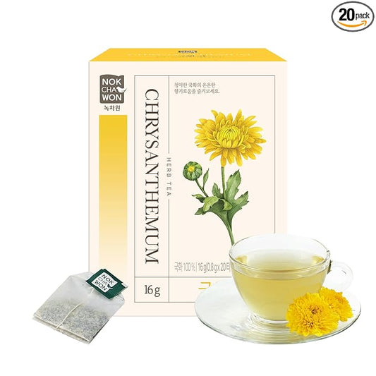 [Nokchawon] Chrysanthemum Tea, Premium Pure Herbal Tea, Caffeine Free, Zero Calories Korean Tea, 20 Count Tea Bags, 0.56oz(16g)