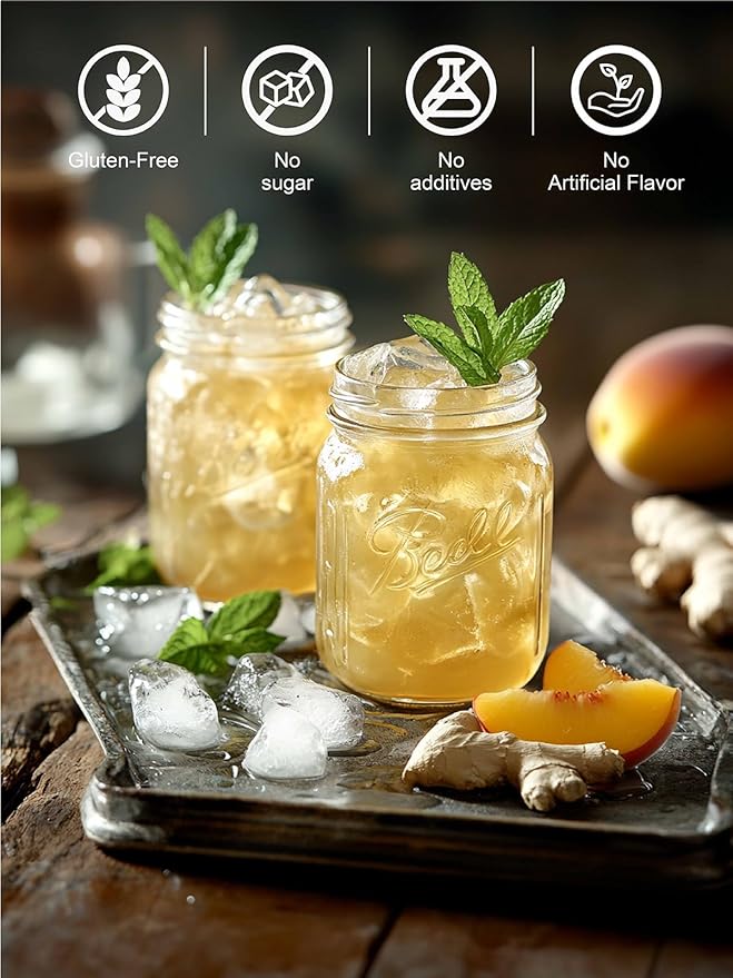 TeeLux Peach Ginger Green Tea, Brisk Green Tea with Spicy Ginger & Aromatic Natural Peach Flavor, Low Caffeine, 100 Count