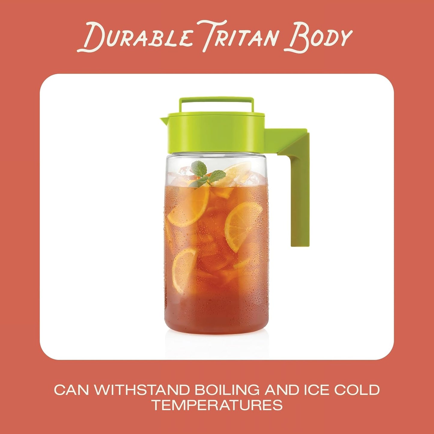 Takeya Flash Chill Iced Tea Maker - Versatile Tea Brewer for Loose/Bagged Tea - Patented Flash Chill Tech Hot/Cold Use BPA-Free Tritan Dishwasher Safe - Airtight Lid Made in USA - 1 Quart/Avocado