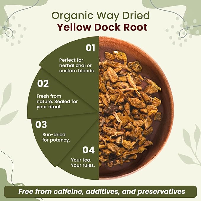 Organic Way Yellow Dock Root Cut & Sifted (Rumex crispus) Herbal Tea - European Wild-Harvest, Organic & Kosher Certified, Vegan