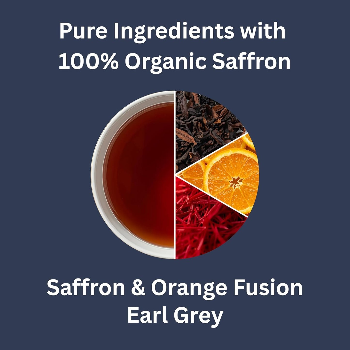 Taja Saffron Tea - Saffron & Orange Fusion Earl Grey, Emotional Wellness, Calm Focus, Antioxidant Vitality Blend, Caffeinated | Gluten Free | Kosher, 20 Tea Bags