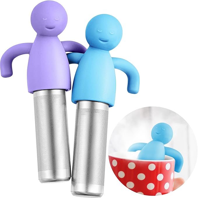 Hicarer 2 Pieces Tea Infuser for Loose Tea Cute Fine Mesh Tea Strainer Stainless Steel Tea Filter Ba