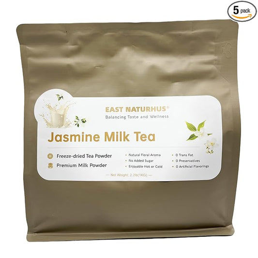 EAST NATURHUS Jasmine Milk Tea Powder, 100% Natural Freeze-Dried Instant Tea, No Added Sugar, Perfect for Hot & Iced Drinks, Desserts & DIY Lattes (2.2lb(1000g))