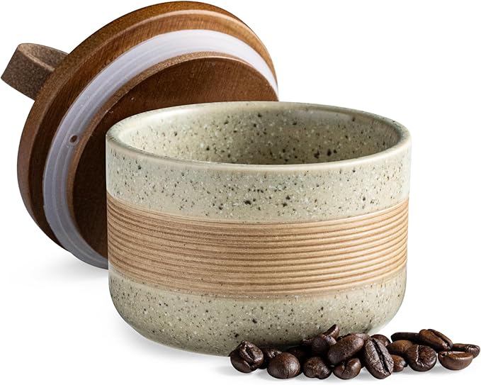 Small Ceramic Jar with Lid, Coffee Canister Coffee Container Kitchen Food Storage Jars for Spice Sugar Tea Bag