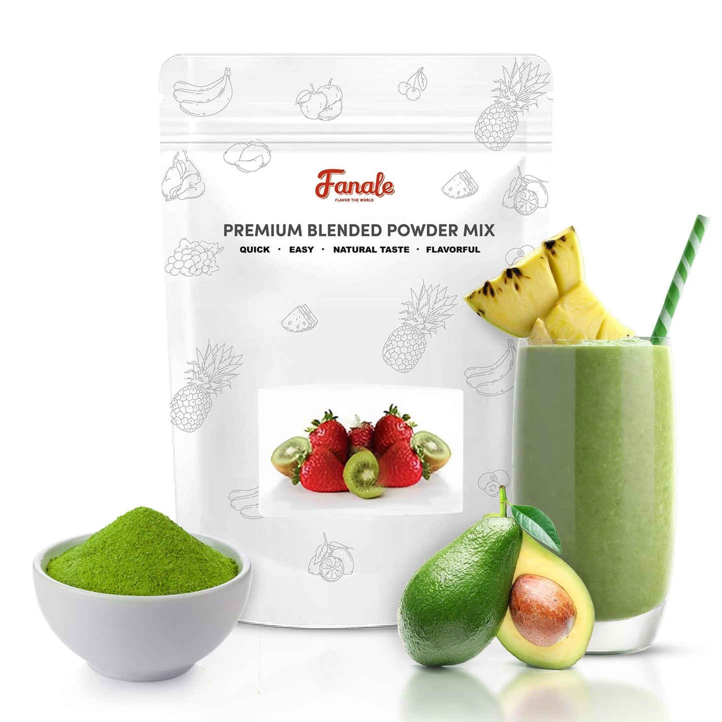 Fanale Avocado Milk Tea Powder, Instant Flavoring Powder, 2.2lbs Pack of 20 | Instant Flavoring Mix Perfect for Boba Milk Tea, Smoothies, Baking &amp; Desserts. Rich &amp; Creamy Beverage Powder, Easy to Prep