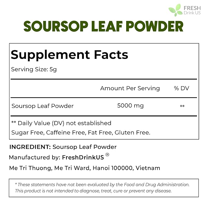 4.5oz Premium Soursop Leaf Powder – 100% Pure & Natural, Graviola Leaves for Tea, Handmade, Cake Color Making, Non-GMO, Caffeine-Free, No Additives