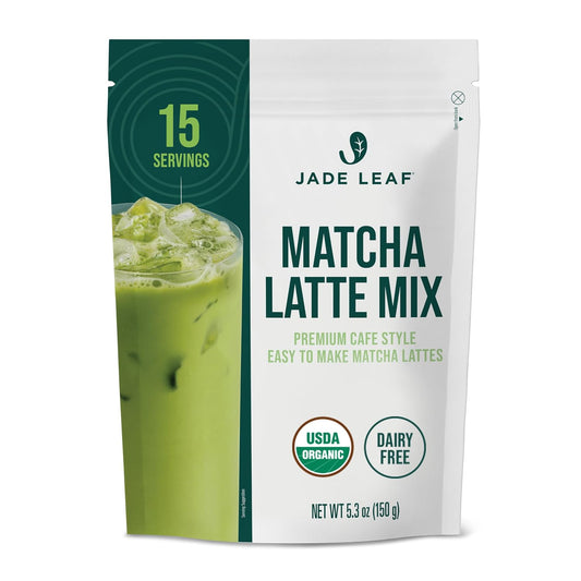 Jade Leaf Matcha Latte Mix, Original, 150g / 5.3oz | Sift-Free Matcha Powder for Lattes - Lightly Sweet Matcha Green Tea Powder w/ Unrefined Cane Sugar - Easy to Make