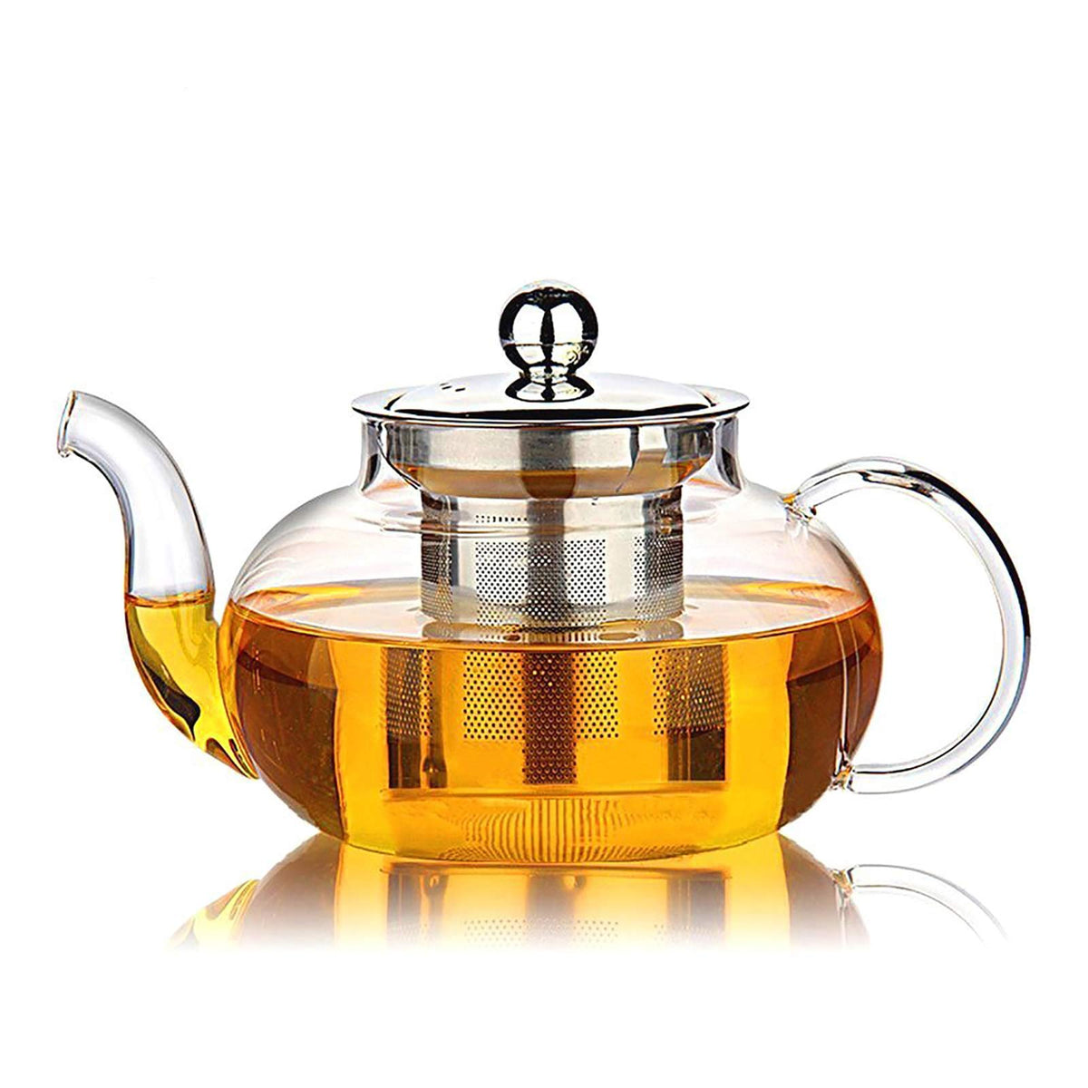 Hiware Glass Teapot with Stainless Steel Infuser & Lid, Borosilicate Glass Tea Pot Stovetop Safe, Blooming & Loose Leaf