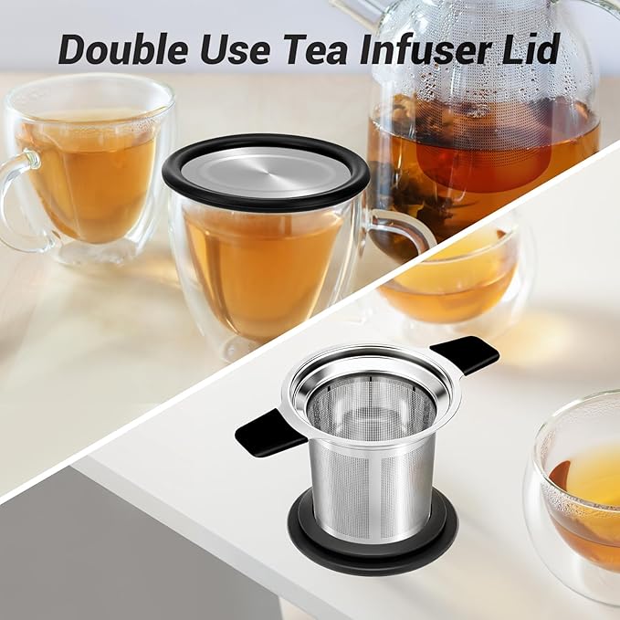 Tifanso Stainless Steel Tea Infuser Steeper Strainer for Loose Leaf Tea, Fine Mesh Reusable Diffusers Ball Bag Filter Holder with Heat Proof Handles