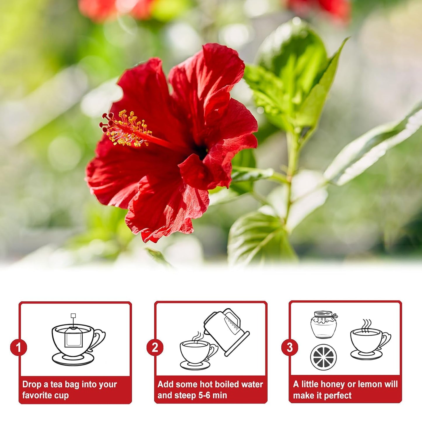 TEARELAE - Hibiscus Tea Bags, 80 Count, 100% Pure Hibiscus Flowers