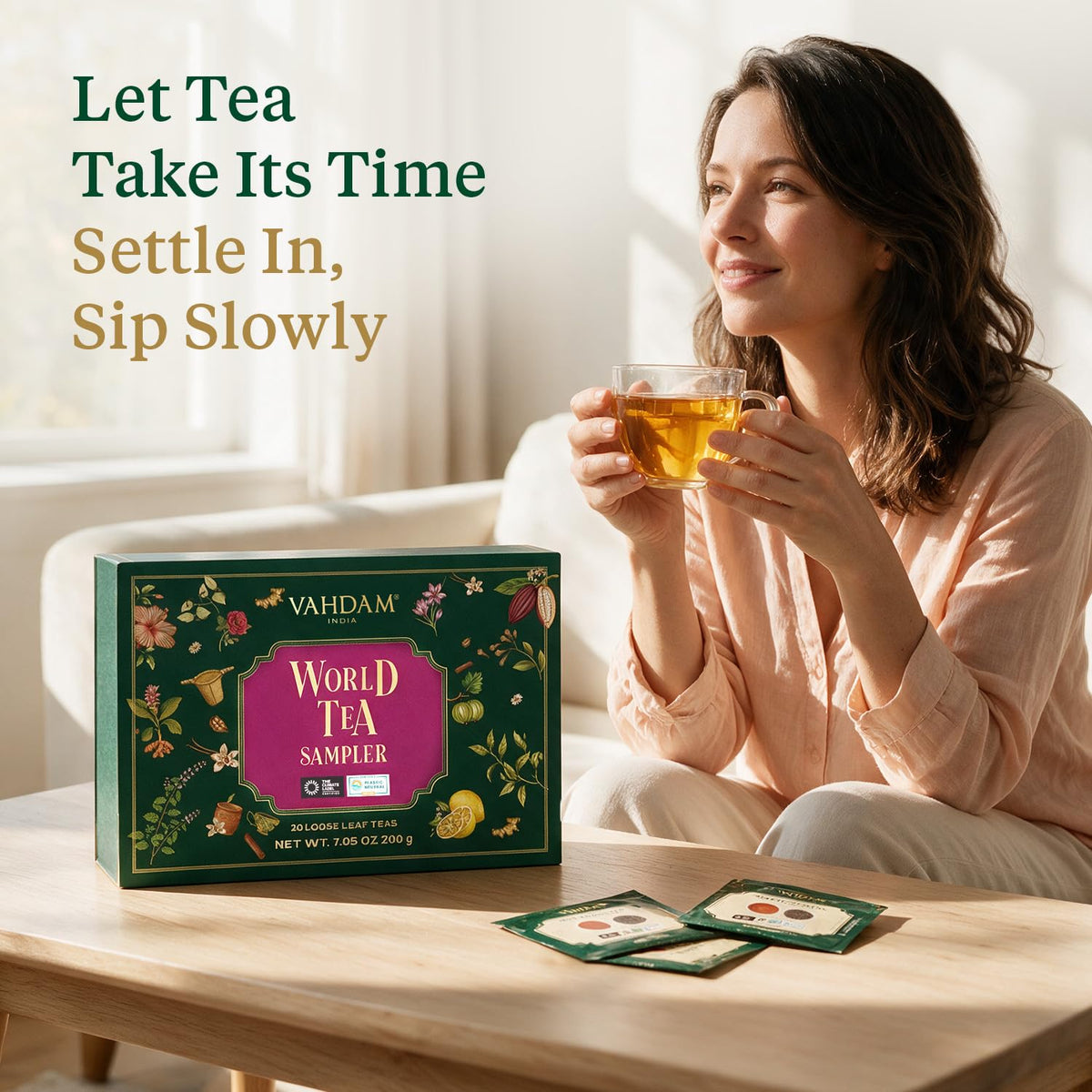 VAHDAM World Top 20 Favourites Tea Sampler Set | Loose Leaf Tea (100+ Cups) | Tea Variety Pack with Green, Herbal, Black &