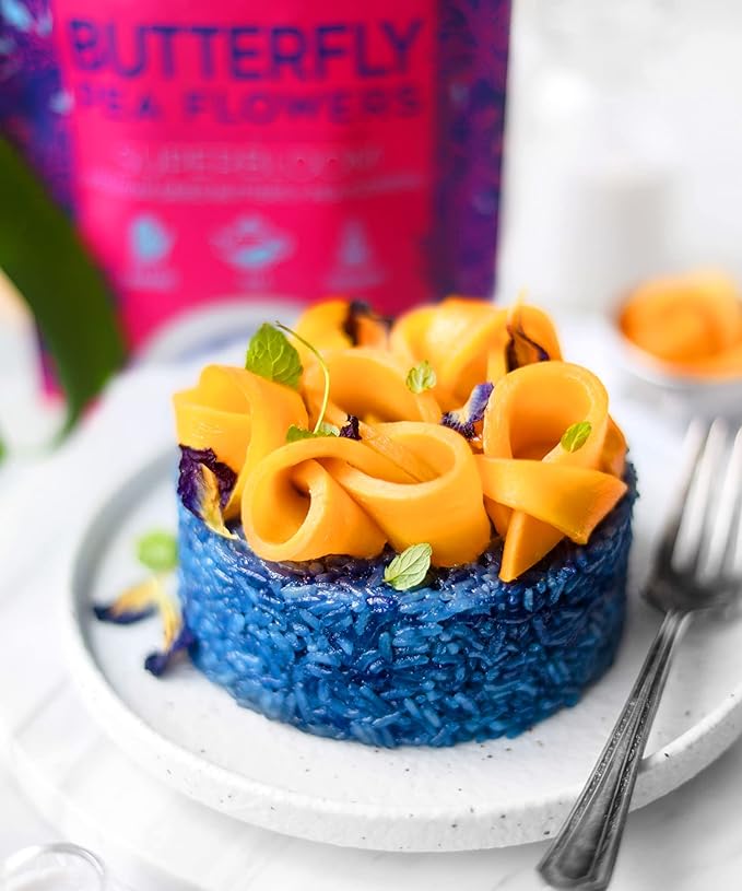 Suncore Foods Dried Butterfly Pea Flowers Bloom, Caffeine-Free Tea, Gluten-Free, Non-GMO, 2oz (1 Pack)