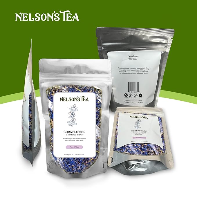 Nelson's Tea Cornflower Petals - Dried Blue Cornflower (Centaurea Cyanus) for Tea Blends, Latte, Smoothie, & Bath Salts (2 oz.)