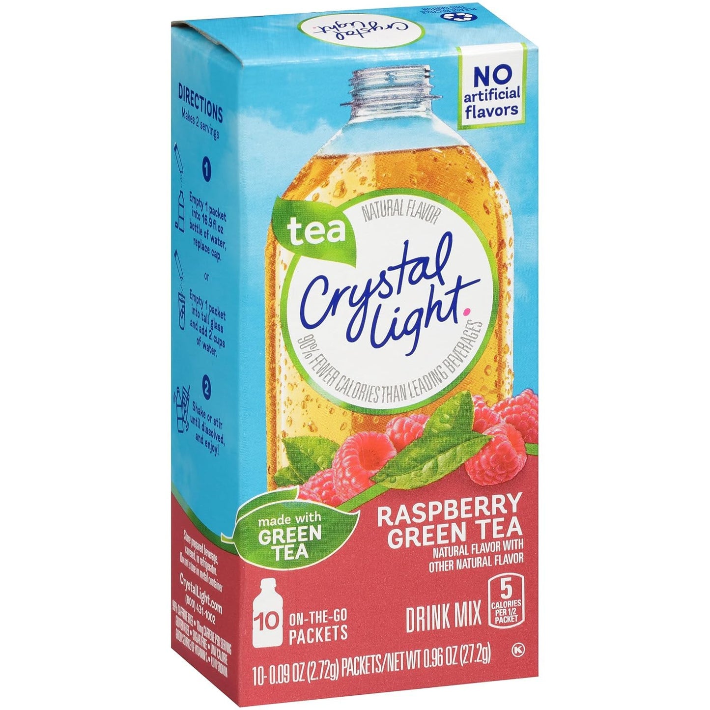 Crystal Light On The Go Green Tea Raspberry, 10 Count Boxes (Pack of 12)