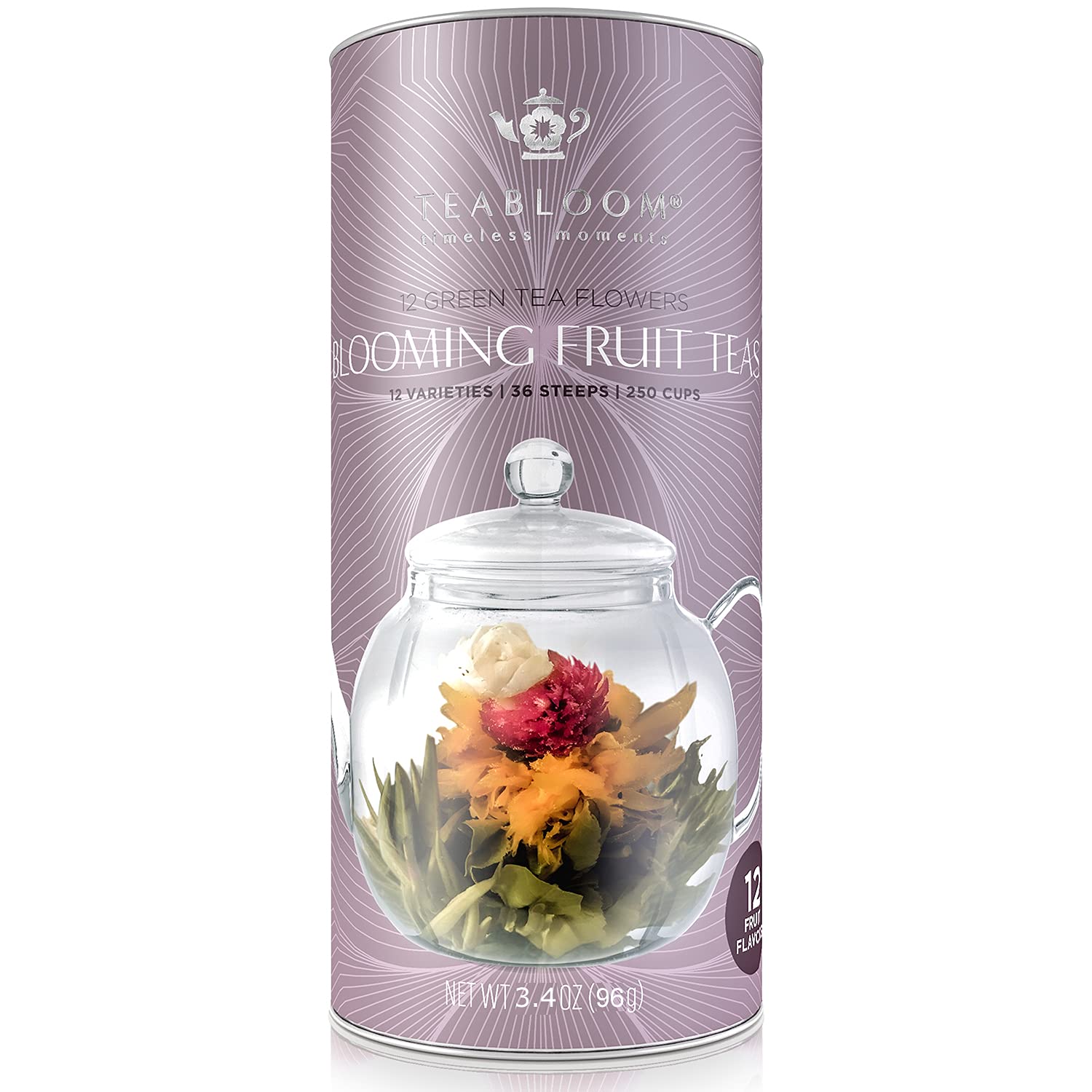 Teabloom Fruit Blooming Teas – 12 Unique Flower Varieties of Tea in 12 Delicious Fruit Flavors – Each Flowering Tea Ball Steeps Up to 3 Times