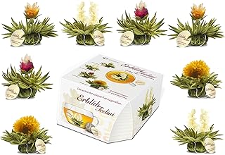 Creano Tea Flowers in Cup Size - Blooming Tea - 8 Flowering Tea in 4 Different Varieties - White Tea