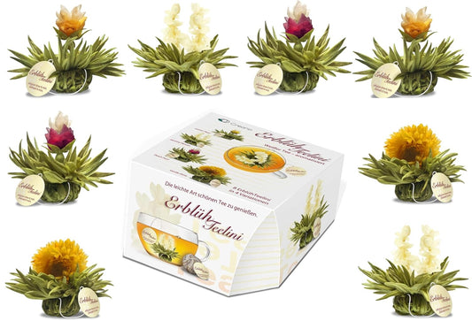 Creano Tea Flowers in Cup Size - Blooming Tea - 8 Flowering Tea in 4 Different Varieties - White Tea