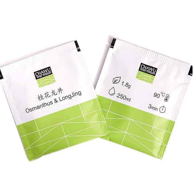 ChaWuWarmSun-Osmanthus & LongJing Green Tea Bags,50 Tea Bags,Natural Flower and Broken Tea