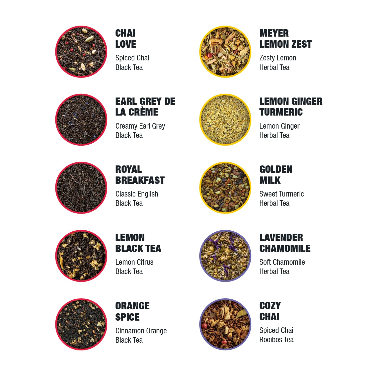 Tiesta Tea - Classic Teas Sampler Dry Flight Set, Loose Leaf, High to No Caffeine, Makes Hot & Iced, Assorted Tea Sets with Herbal, Black, Green, and Fruit Blends, 20 Resealable Sample Pouches