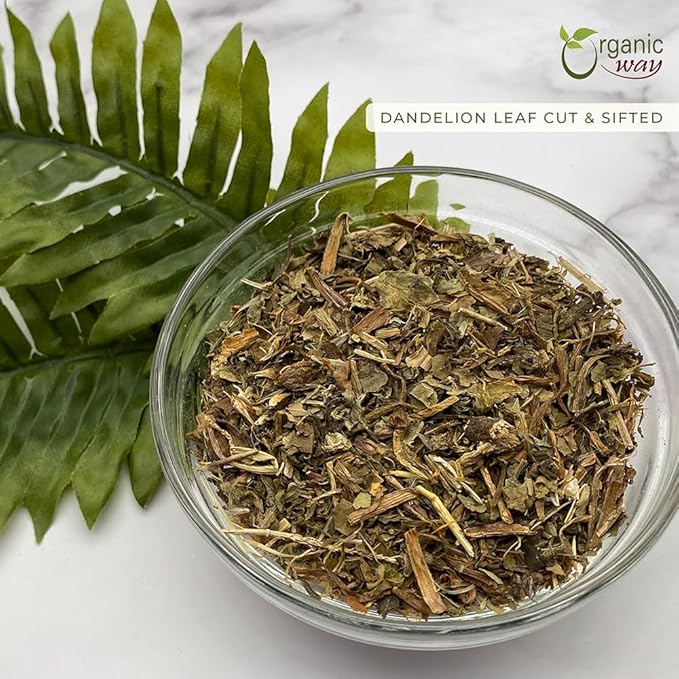 Organic Way Dandelion Leaf (Taraxacum Officinale) Cut & Sifted - Herbal Tea | European Wild-Harvest | Kosher & USDA Certified | Vegan, Non-GMO & Gluten Free | 100% Raw from Albania (1/2LBS / 8Oz.)