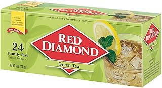 Red Diamond Green Tea Bags, Family Size Tea Bags, Delicious and Freshly Brewed Taste, Heart Healthy Antioxidants, 24 Count Quart-Size Bags (6 Pack - 144 Count)