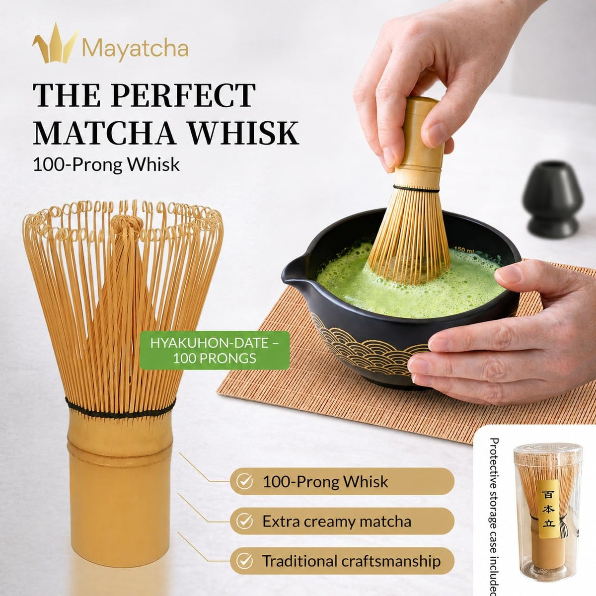 MAYATCHA Matcha Set Kit – Japanese Matcha Bowl with Spout & Measurement Marks