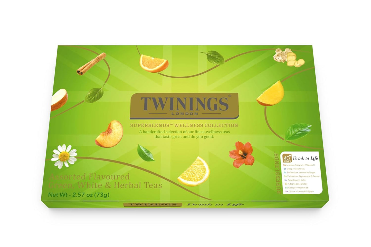 Twinings Superblends Wellness Collection, Variety Gift Box Sampler, 40 Tea Bags