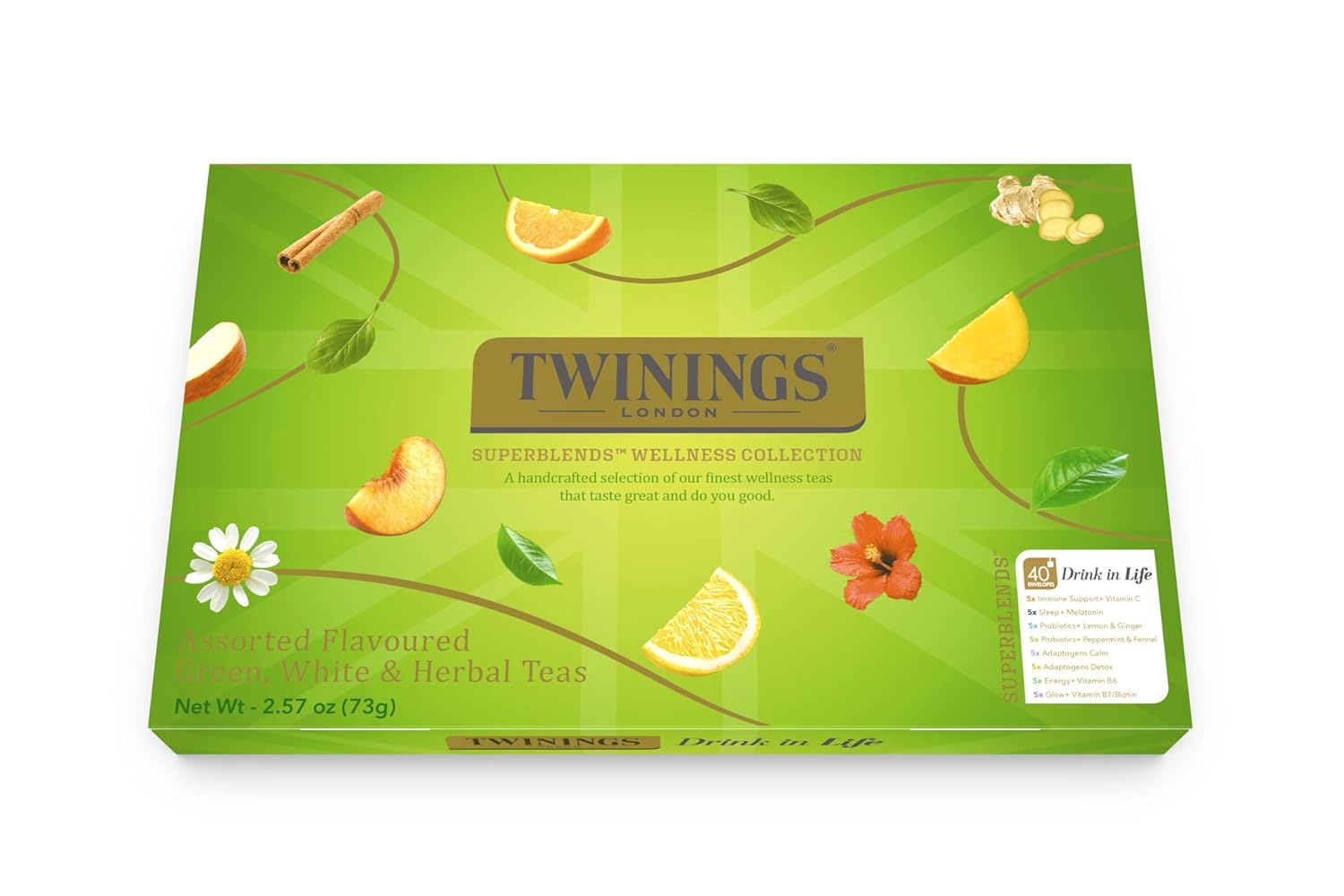 Twinings Superblends Wellness Collection, Variety Gift Box Sampler, 40 Tea Bags