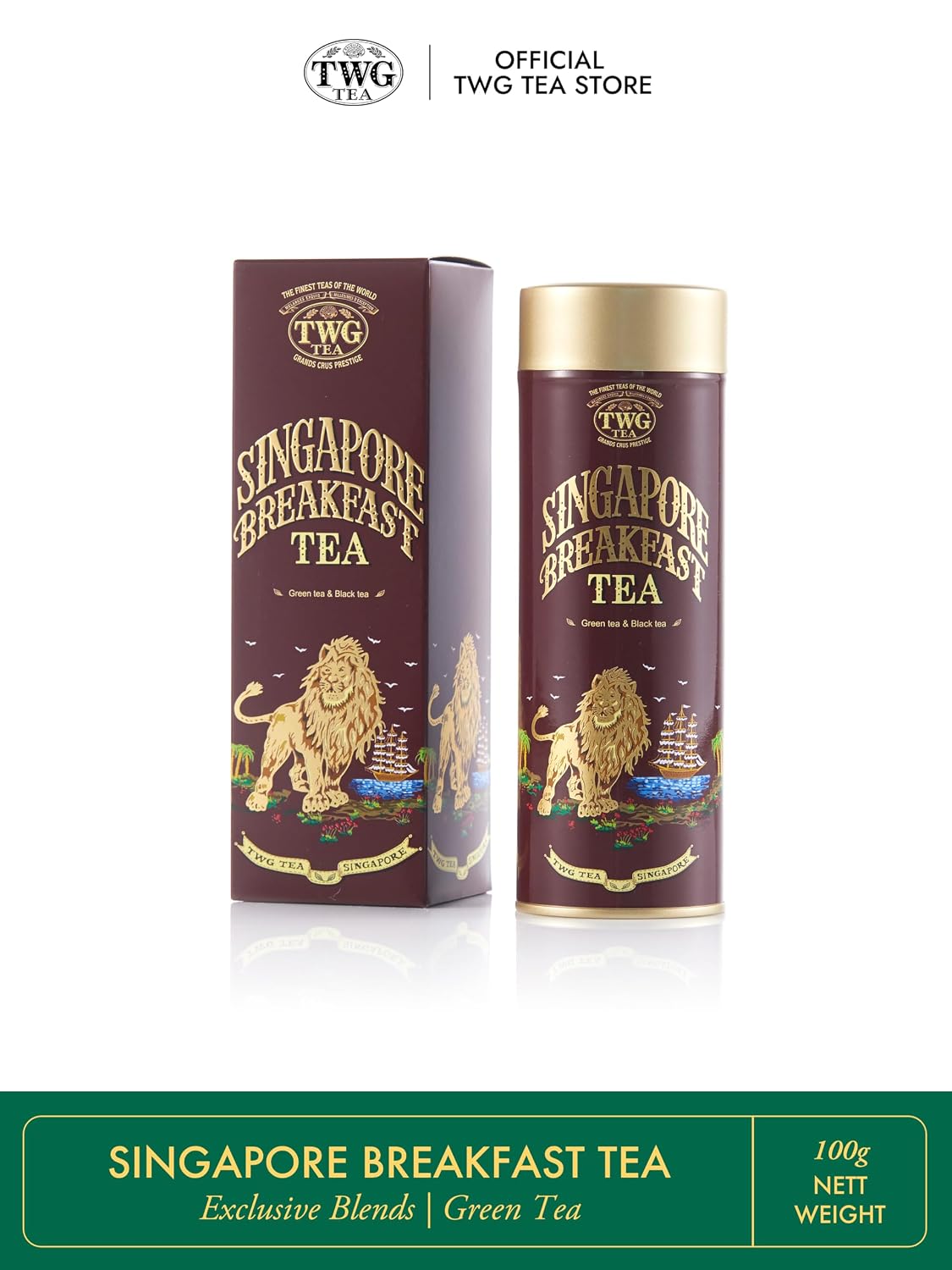 TWG Tea | Singapore Breakfast Tea | Black Tea &amp; Green Tea | Vanilla &amp; Spices | Haute Couture Tin, 100g | Gift Set