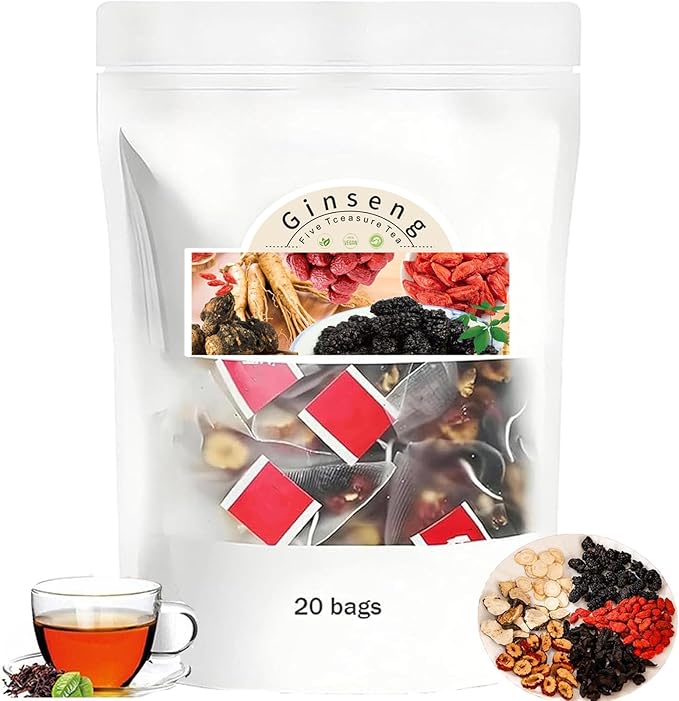 Ginseng Six Treasure Tea, Turmeric Kidney Tea Formula Ginseng Eight Treasure Tea, Natural Detox, Kidney Cleanse Beverage for Women & Men (1)
