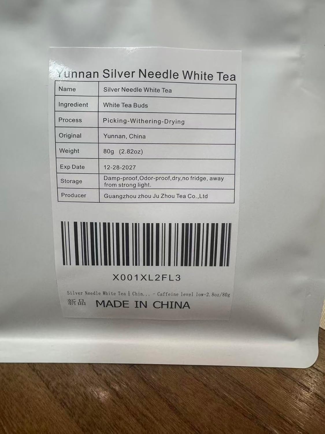LWXLJMJZC-2.8oz/80g Silver Needle White Tea | Chinese Silver Tips Loose Leaf Tea | Yunnan Yin Zhen With Delicate Honeysuckle