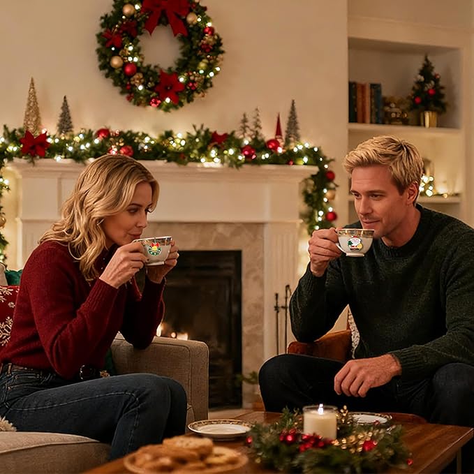 Christmas Tea Ball Set, Stainless Steel Mesh Tea Infuser, Reusable Strainers for Loose Leaf Tea, 2 PCS Tea Steeper with Xmas Wreath and Santa Claus Pendant