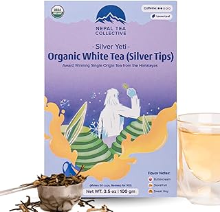 NEPAL TEA Organic Silver Tip Tea Loose Leaf - USDA Certified Organic Loose Leaf Tea from a Family Farm in the Himalayas - Premium Leaves - 3.5 oz / 100 g (Silver Yeti)