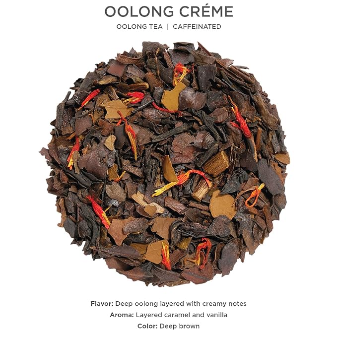 Tea Forte Oolong Créme Premium Loose Leaf Caffeinated Oolong Tea Blend Canister, Makes 35-50 Cups